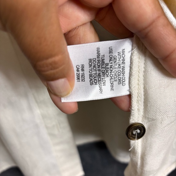 Alfred Dunner Cream Floral Embroidered Button Down Shirt - Picture 4 of 8